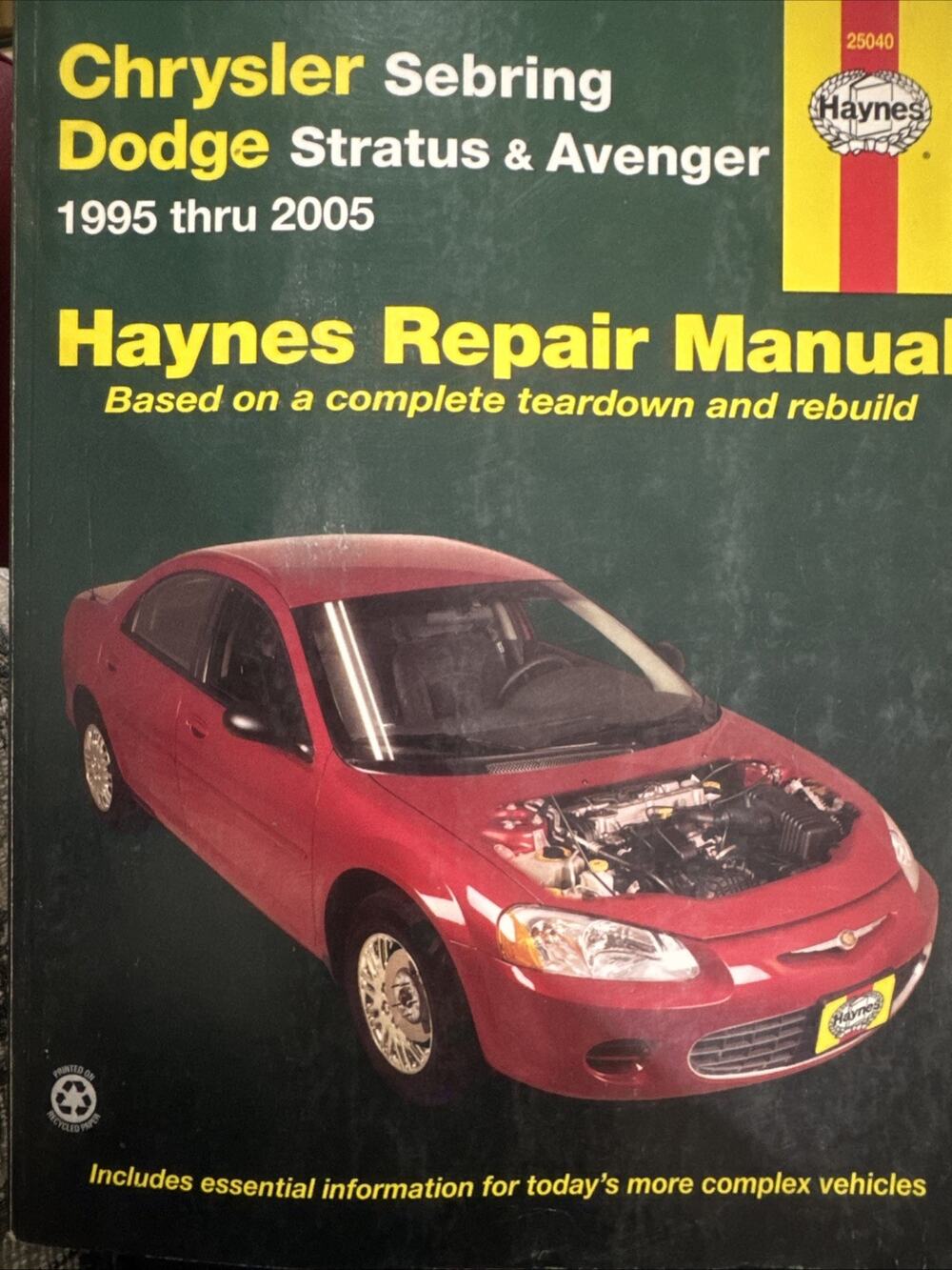 Haynes 25040 Repair Manual For 1995-2006 Chrysler Sebring, Stratus - USED